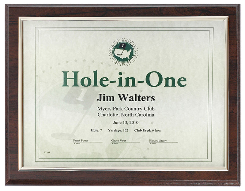 Eureka Golf: Hole-In-One Certificate Plaque