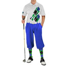 Golf Knickers: Mens Argyle Utopia Golf Shirt - III: Lime/Black/Royal Clothing