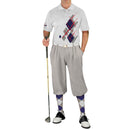 Golf Knickers: Mens Argyle Utopia Golf Shirt - H: Taupe/Navy/White Clothing