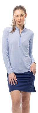 SanSoleil: Ladies UPF 50 Solmelange L/S Stripe Mock - 900453MM