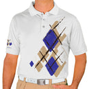 Golf Knickers: Mens Argyle Utopia Golf Shirt - WWWW: Khaki/Royal/White Clothing