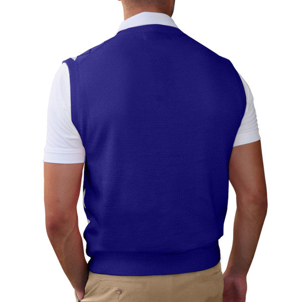 Golf Knickers: Men's Argyle Sweater Vest - Royal/White