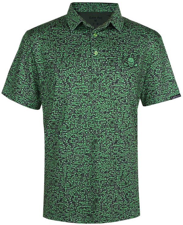 Tattoo Golf: Men's Summertime Cool-Stretch Golf Shirt - Green Clothing