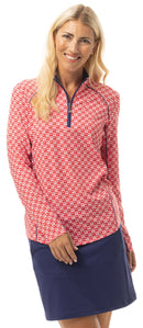 SanSoleil: Ladies UPF 50 SolCool Mock w/ Piping - 900445P