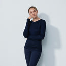 Daily Sports: Women's Ancona Long Sleeve Round Neck Top- Dark Navy Clothing