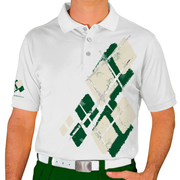 Golf Knickers: Mens Argyle Utopia Golf Shirt - CCC: Dark Green/Natural