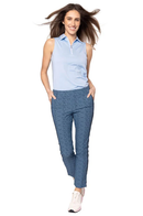 Golftini: Women's Pull-On Stretch Ankle Pant - Blue Swirl