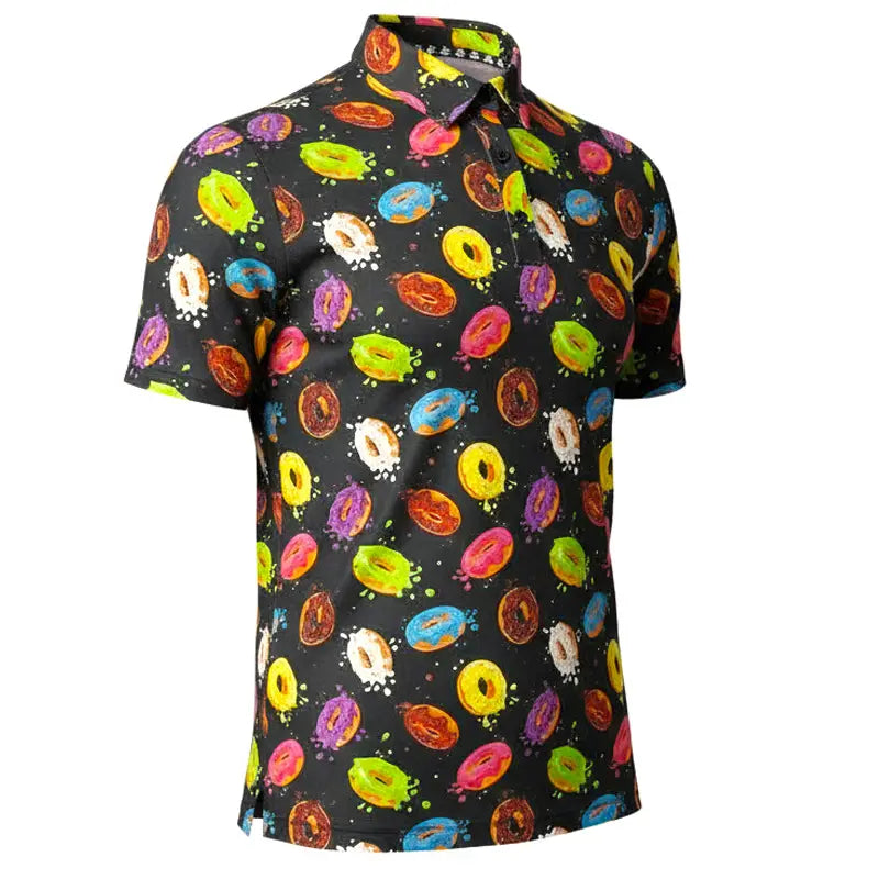 Tattoo Golf:  Men's Cool-Stretch Performance Golf Shirt - Glazed & Confused (Multicolor)