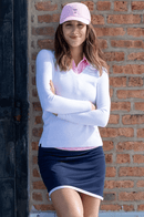 Golftini: Women's Long Sleeve V-Neck Sweater - White