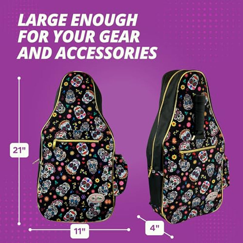 Taboo Fashions: Ladies Premium Pickleball Backpack - Sugar Skulls