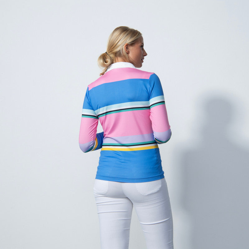 Daily Sports: Women's Long Sleeve Striped Top - Blue Pink