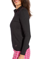 Golftini: Women's Long Sleeve V-Neck Sweater - Black/Hot Pink