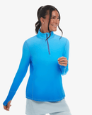 BloqUV x JANTZEN Collab: Women's UPF 50+ Relaxed Mock Zip Top (3002J) - Infinity Blue Clothing