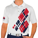 Golf Knickers: Mens Argyle Utopia Golf Shirt - NN: Navy/Red Clothing