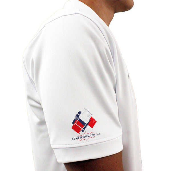 Golf Knickers: Mens Argyle Utopia Golf Shirt - KKKK: Navy/Red/White