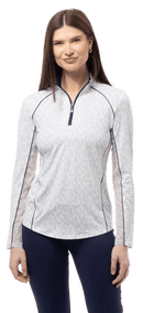SanSoleil: Ladies UPF 50 SolCool Mock w/ Piping - 900445P Clothing