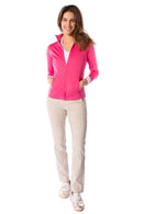 Golftini: Women's Hot Pink and White Double-Zip Sport Jacket (Size XL) SALE Clothing
