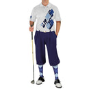 Golf Knickers: Mens Argyle Utopia Golf Shirt - 6S: Navy/Royal/Light Blue Clothing