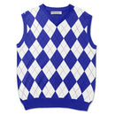 Golf Knickers: Men's Argyle Sweater Vest - Royal/White Clothing