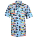Tattoo Golf: Men's Aloha Cool-Stretch Golf Shirt - Vintage Hawaiian (Blue)