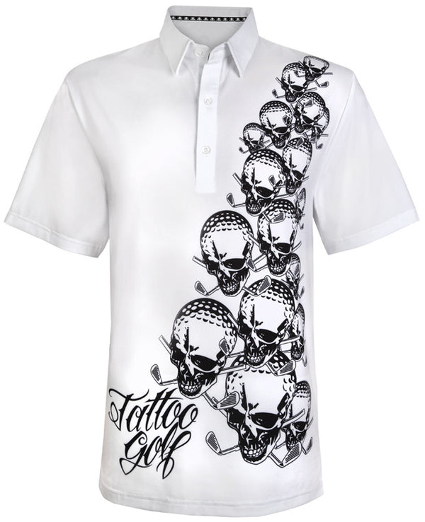 Tattoo Golf: Men's OB Performance Cool-Stretch Golf Shirt - White Clothing