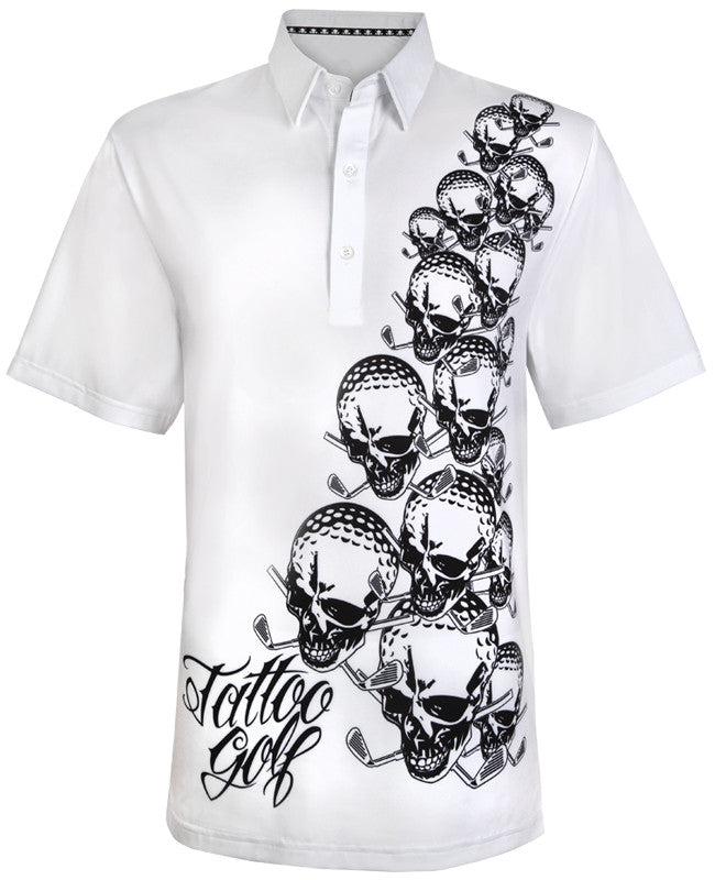 Tattoo Golf: Men's OB Performance Cool-Stretch Golf Shirt - White