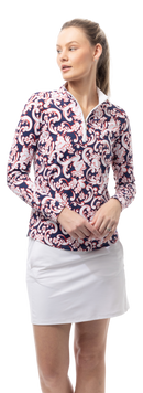 SanSoleil: Ladies Soltek Lux Long Sleeve Print Mock - 900621