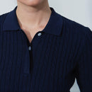 Daily Sports: Women's Madelene Cable Knit Short Sleeve Polo Shirt - Dark Navy Shirts & Tops
