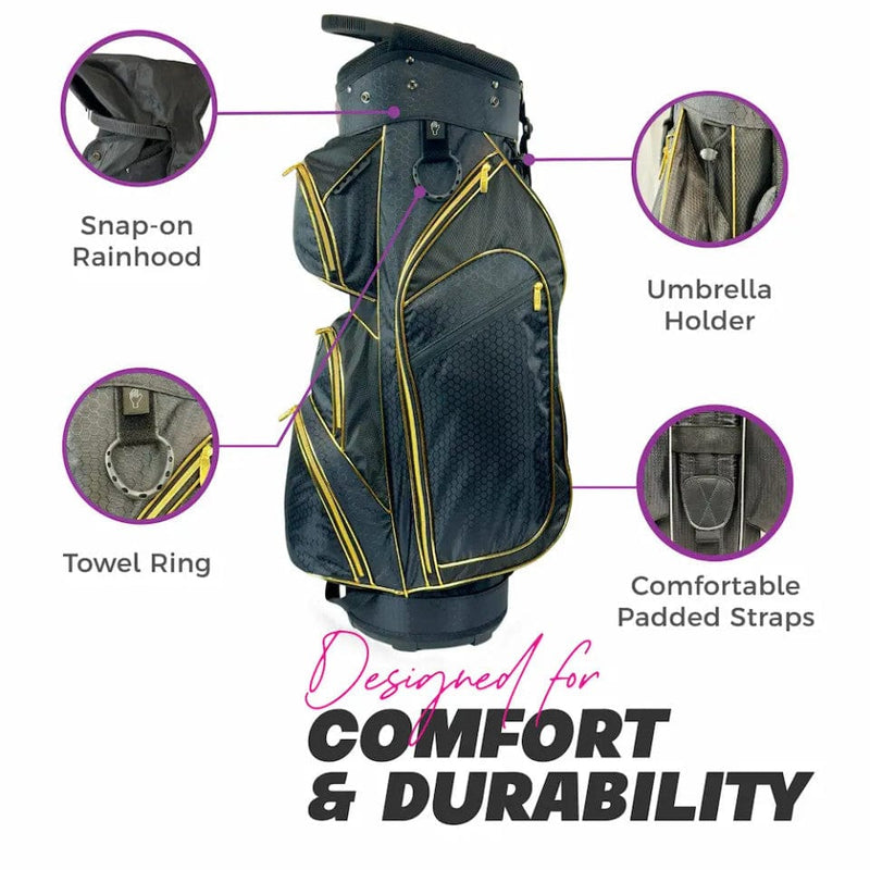 golf bag rain hood with towel 14-Way Lightweight Designer Women's Golf Cart Bag with Cooler