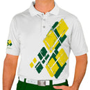 Golf Knickers: Mens Argyle Utopia Golf Shirt - EEE: Dark Green/Yellow Clothing