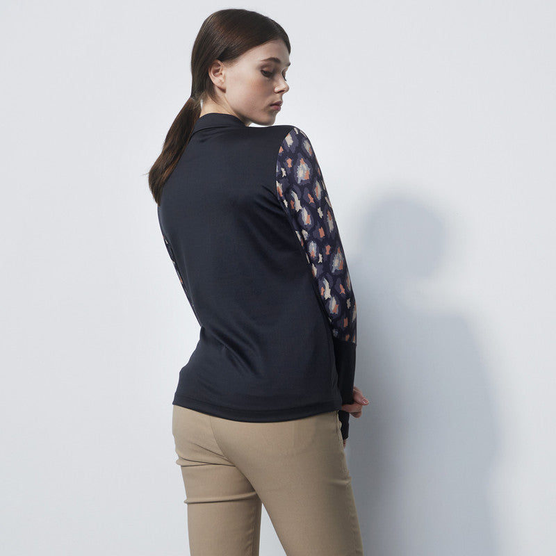 Daily Sports: Women's Bondy Long Sleeve Polo Shirt - Black Cinnamon
