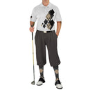 Golf Knickers: Mens Argyle Utopia Golf Shirt - 6M: Charcoal/Black/Khaki Clothing
