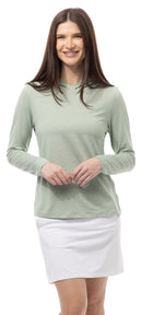 SanSoleil: Ladies UPF 50 Solmelange L/S Stripe Hoodie - 900451MM