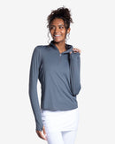 BloqUV: Women's UPF 50 Relaxed Mock Zip Top (3002) - Smoke Clothing