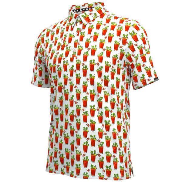 Tattoo Golf: Men's 19th Hole Cool-Stretch Performance Golf Shirt - Bloody Mary