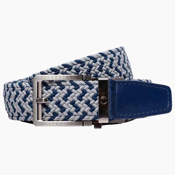 Nexbelt: Men's Braided Golf Ratchet Belt 1.38" [35mm] - Navy Cool Grey