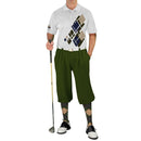 Golf Knickers: Mens Argyle Utopia Golf Shirt - D: Olive/Navy/Khaki Clothing