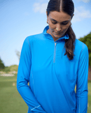BloqUV x JANTZEN Collab: Women's UPF 50+ Relaxed Mock Zip Top (3002J) - Infinity Blue Clothing