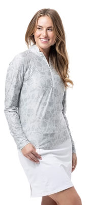 SanSoleil: Ladies Solmelange Longsleeve Print Mock - 900453P