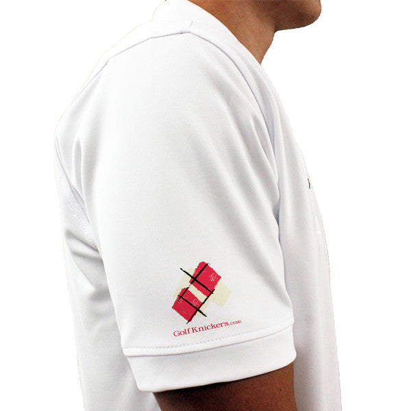 Golf Knickers: Mens Argyle Utopia Golf Shirt - DDD: Natural/Red