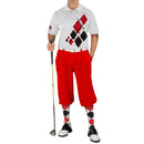 Golf Knickers: Mens Argyle Utopia Golf Shirt - ZZZZ: White/Black/Red Clothing