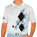 Golf Knickers: Mens Argyle Utopia Golf Shirt - YYYY: Light Blue/Black/White Clothing