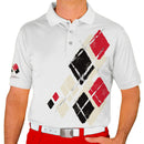 Golf Knickers: Mens Argyle Utopia Golf Shirt - C: Natural/Black/Red Clothing