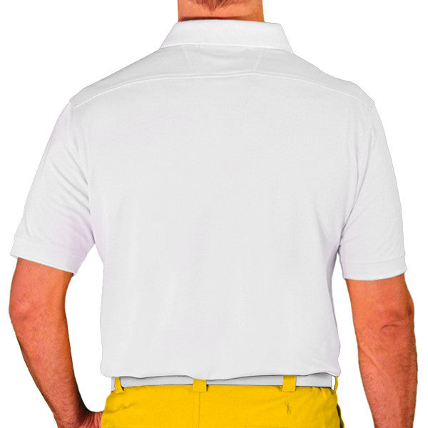 Golf Knickers: Mens Argyle Utopia Golf Shirt - 5O: White/Yellow/Navy Clothing