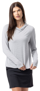 SanSoleil: Ladies UPF 50 Solmelange L/S Stripe Hoodie - 900451MM