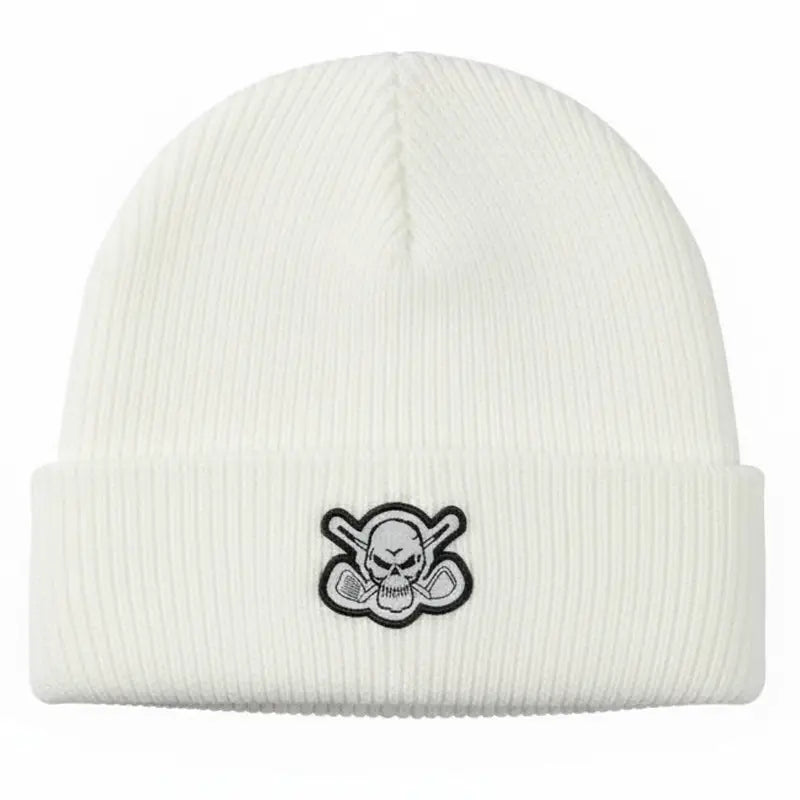 Tattoo Golf: Men's Cuffed Loose Knit Beanie - White