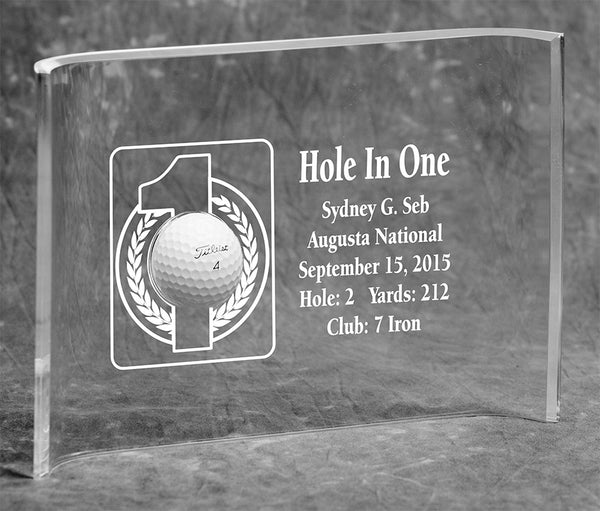 Eureka Golf: Hole-In-One 7x10 Acrylic Crescent Award