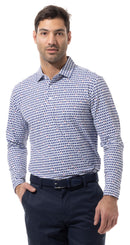 SanSoleil: Men's UPF 50 Soltek Ice Long Sleeve Print Polo - 900841