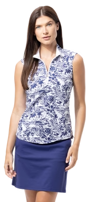 SanSoleil: Ladies UPF 50 SolTek Lux Sleeveless Print Mock - 900627P