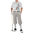 Golf Knickers: Mens Argyle Utopia Golf Shirt - N: Taupe/White Clothing